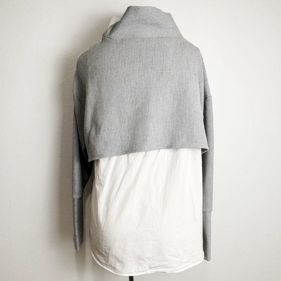Zara Trafaluc Zip Shoulder Layered Top Mock Neck Gray White Size Small - Picture 6 of 11